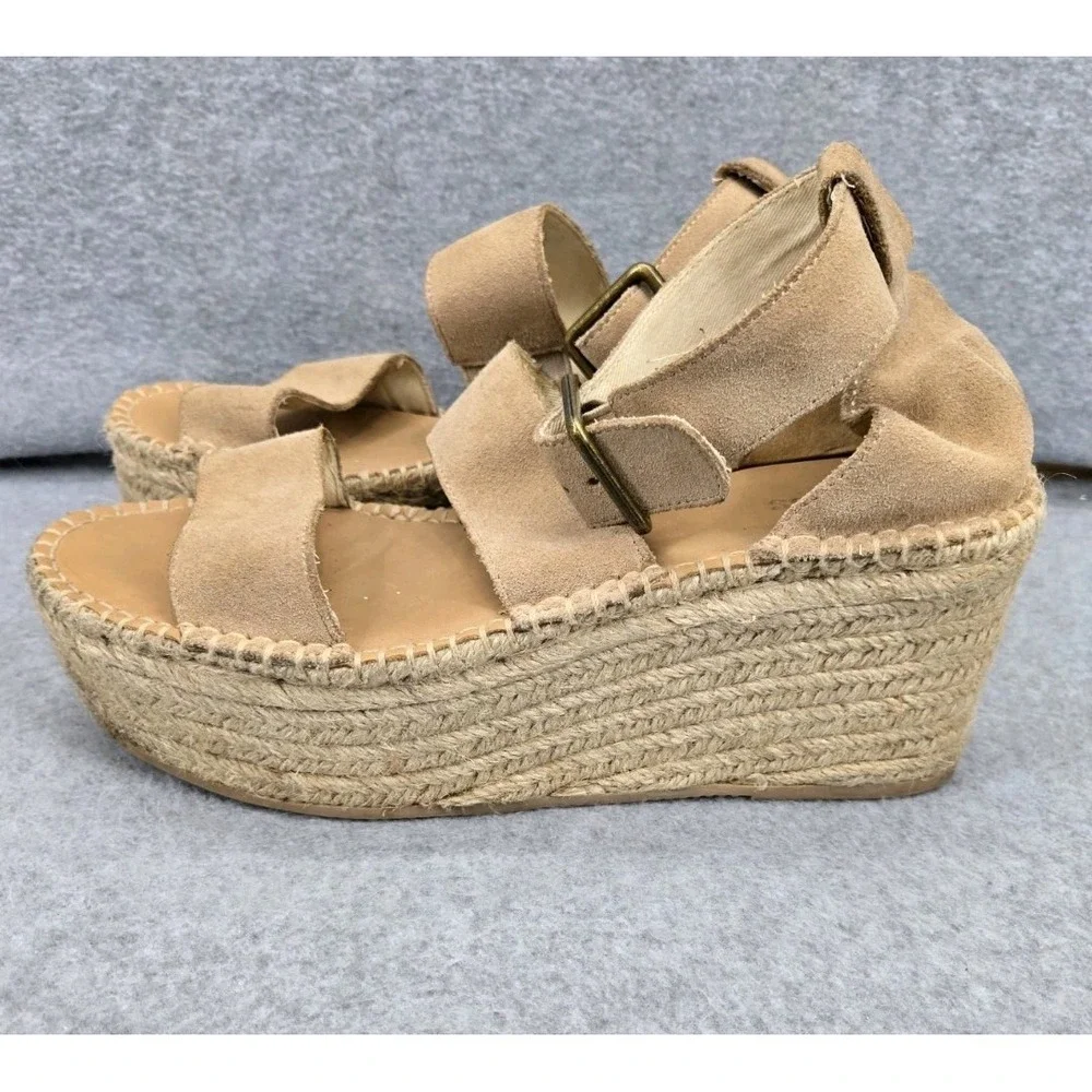 Soludos Suede Platform Espadrille Sandals Wide Strappy Ankle Women's Size‎ 8.5